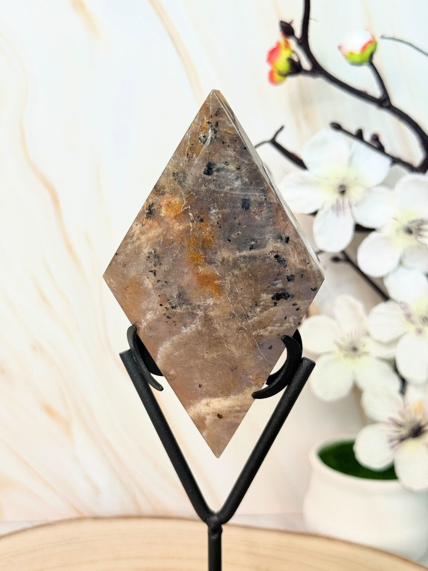 Moonstone Crystal Diamond | Intuition & New Beginnings | Blue Flash