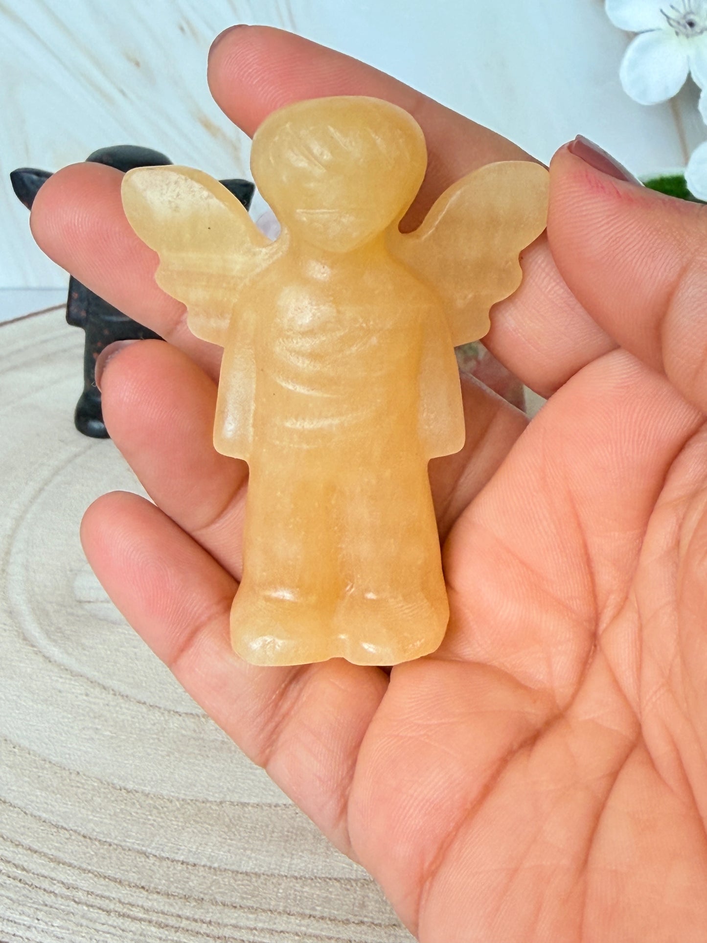 Crystal Guardian Angel Carving | Protection & Comfort | Choose Your Stone