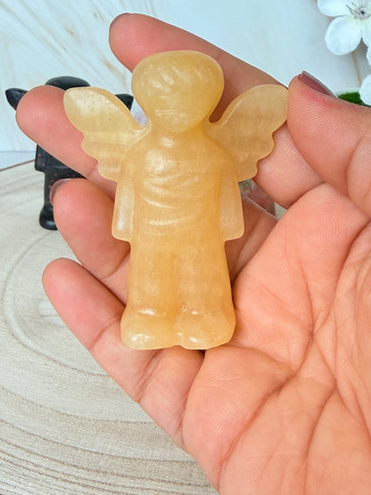 Crystal Guardian Angel Carving | Protection & Comfort | Choose Your Stone