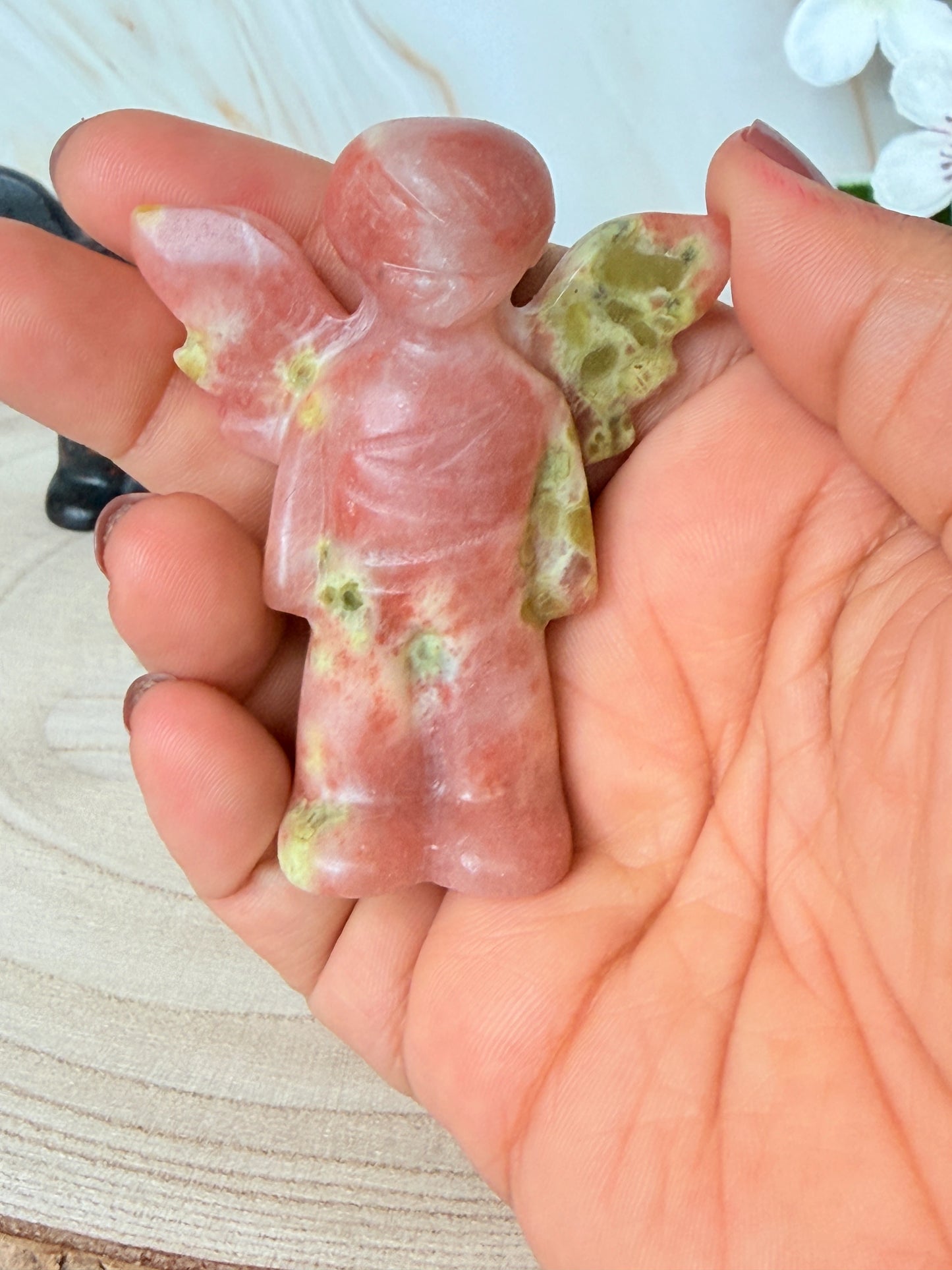 Crystal Guardian Angel Carving | Protection & Comfort | Choose Your Stone
