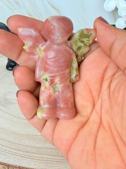 Crystal Guardian Angel Carving | Protection & Comfort | Choose Your Stone