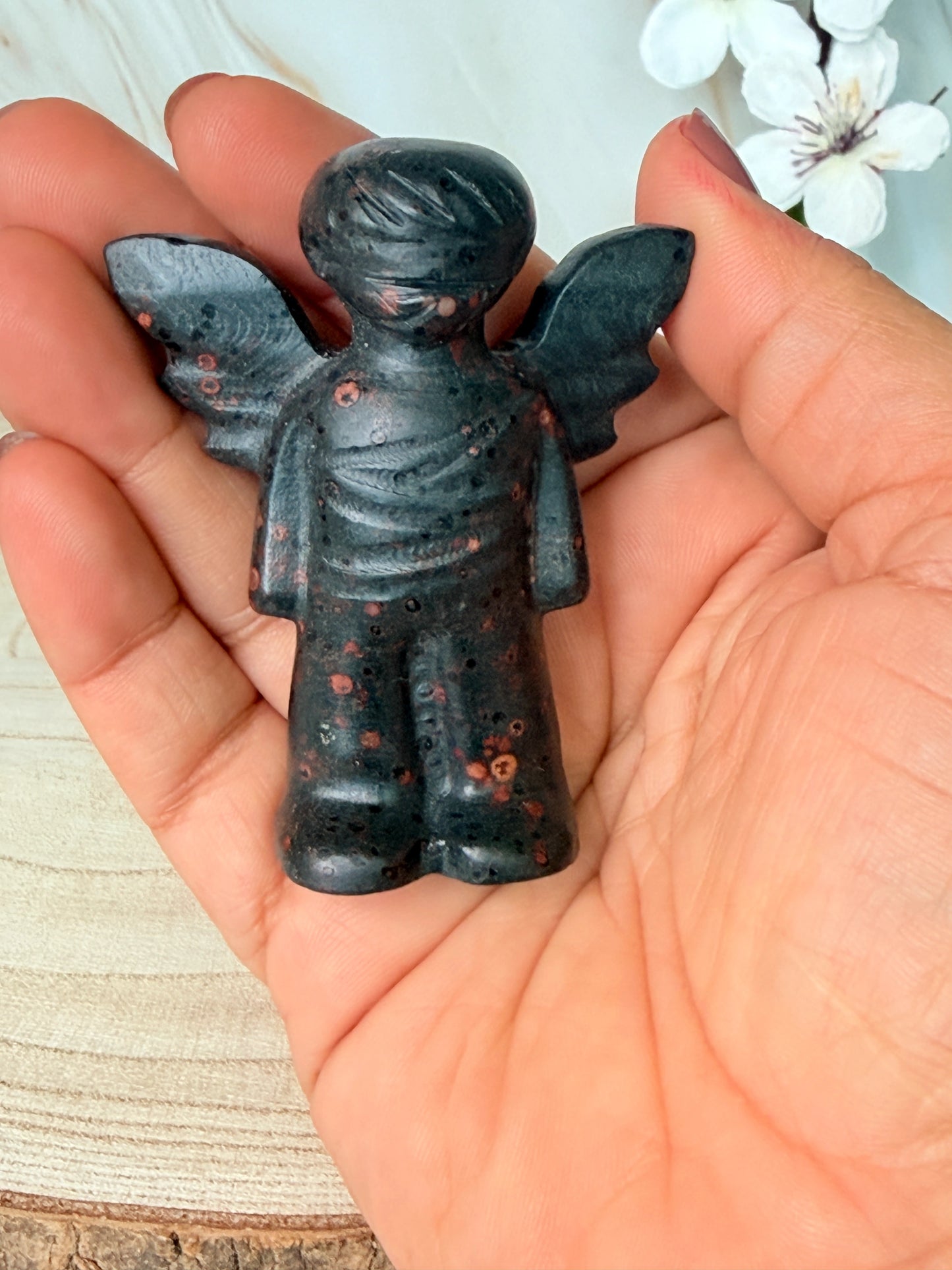 Crystal Guardian Angel Carving | Protection & Comfort | Choose Your Stone