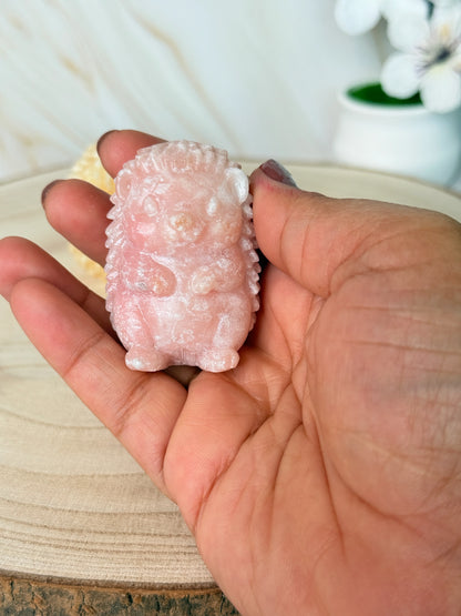 Crystal Hedgehog Carving | Yellow Calcite & Pink Opal | China