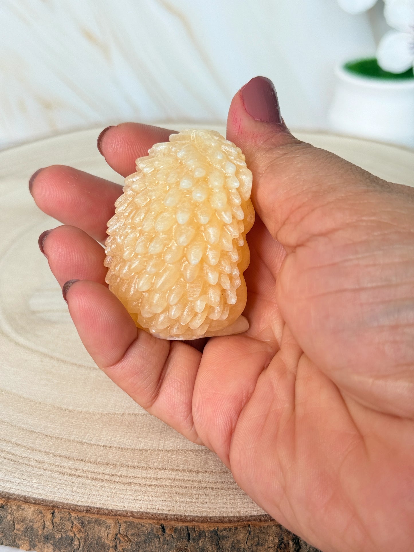 Crystal Hedgehog Carving | Yellow Calcite & Pink Opal | China