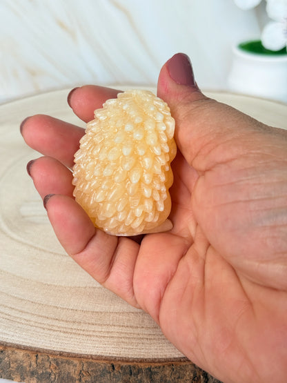 Crystal Hedgehog Carving | Yellow Calcite & Pink Opal | China