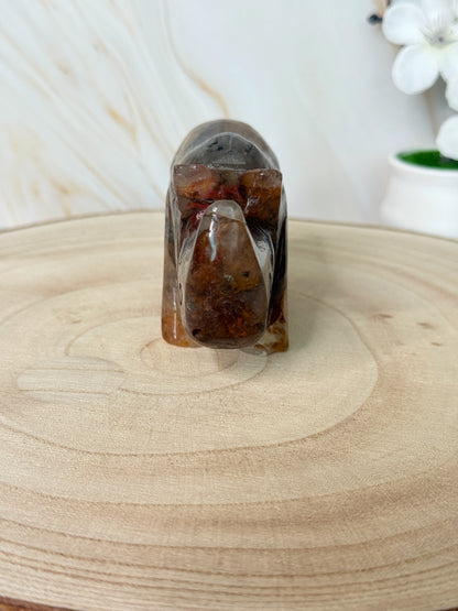 Crystal Rhino Carving | Golden Healer Quartz & African Bloodstone | China