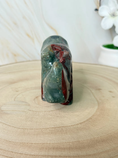 Crystal Rhino Carving | Golden Healer Quartz & African Bloodstone | China