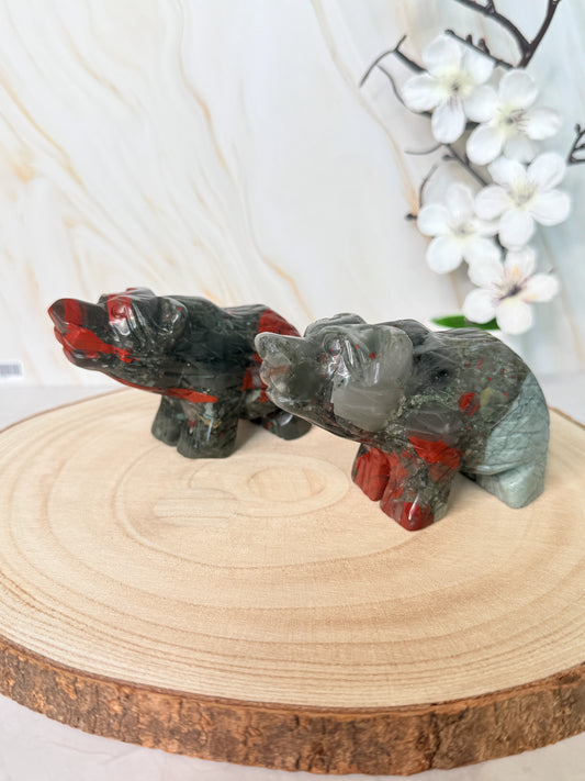 African Bloodstone Bear | Strength & Courage | Crystal Carving