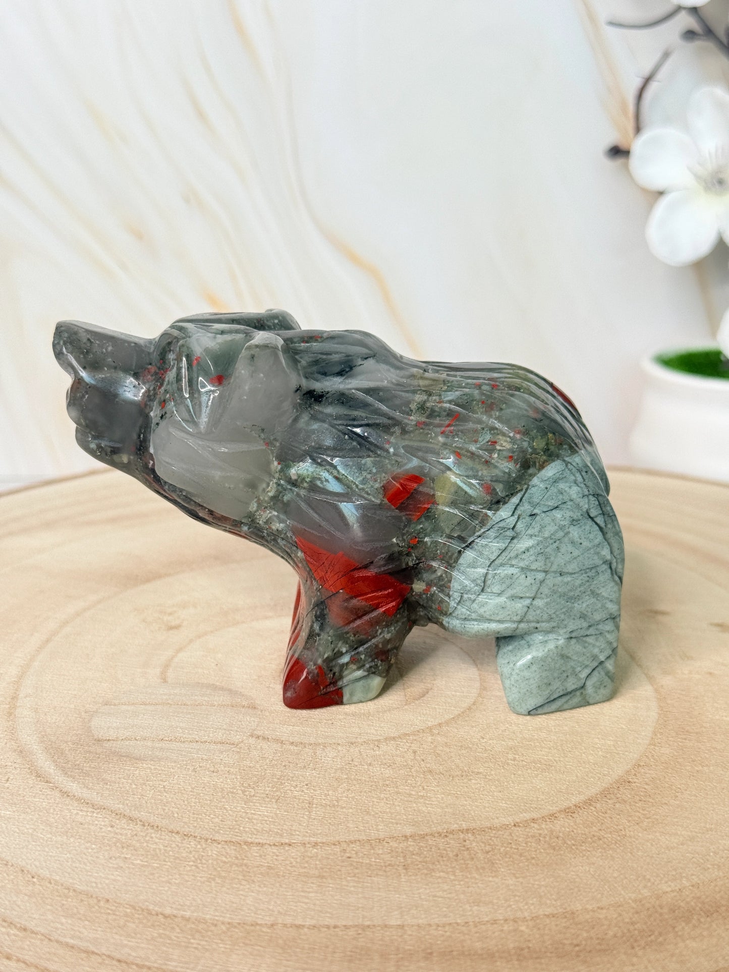 African Bloodstone Bear | Strength & Courage | Crystal Carving