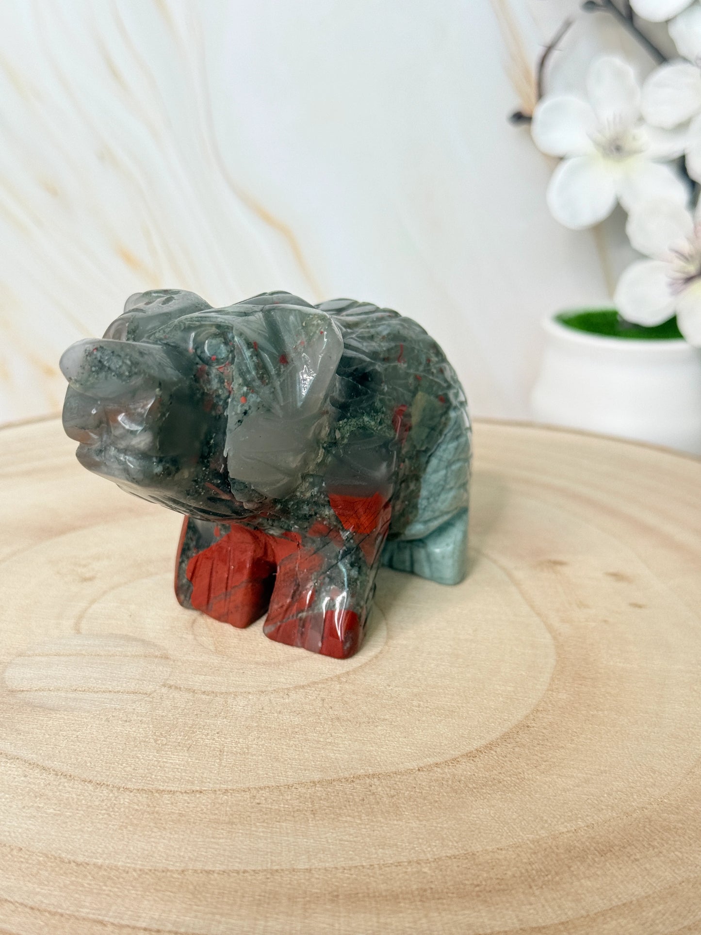 African Bloodstone Bear | Strength & Courage | Crystal Carving