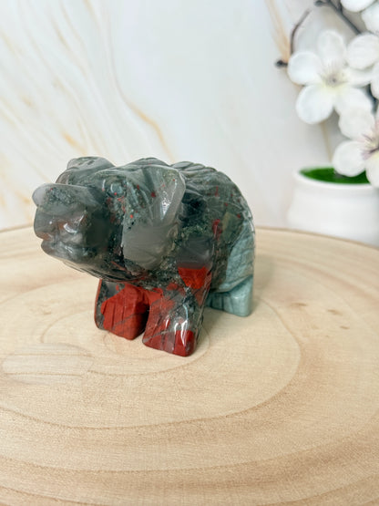 African Bloodstone Bear | Strength & Courage | Crystal Carving