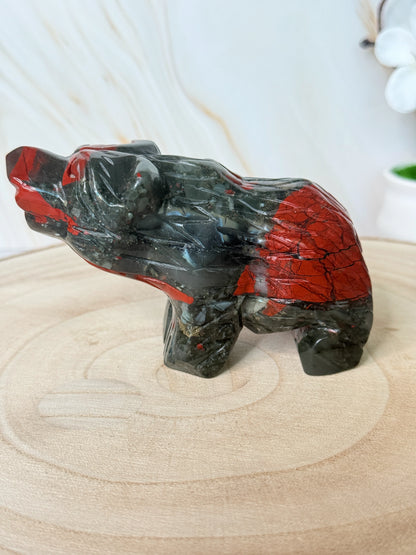 African Bloodstone Bear | Strength & Courage | Crystal Carving
