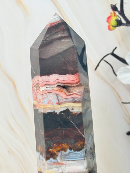 Red Mexico Lace Agate Crystal Tower | Strength & Grounding | Mexico