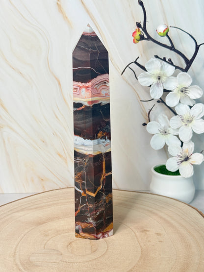 Red Mexico Lace Agate Crystal Tower | Strength & Grounding | Mexico