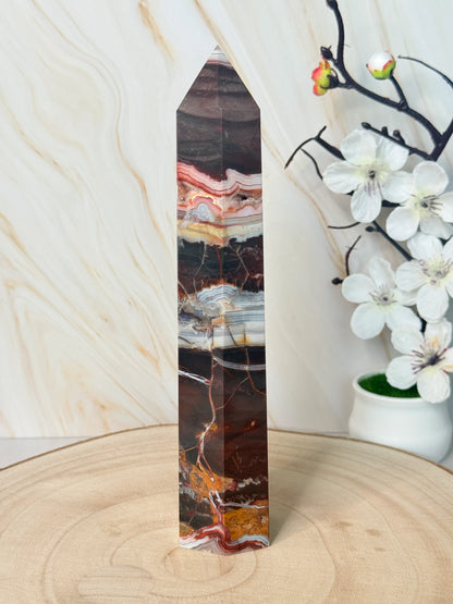 Red Mexico Lace Agate Crystal Tower | Strength & Grounding | Mexico