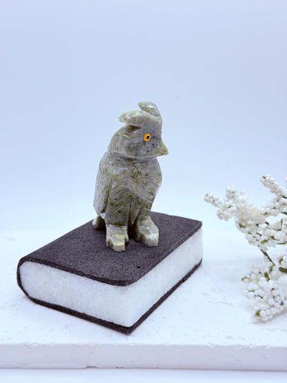Jasper Owl on Book Carving