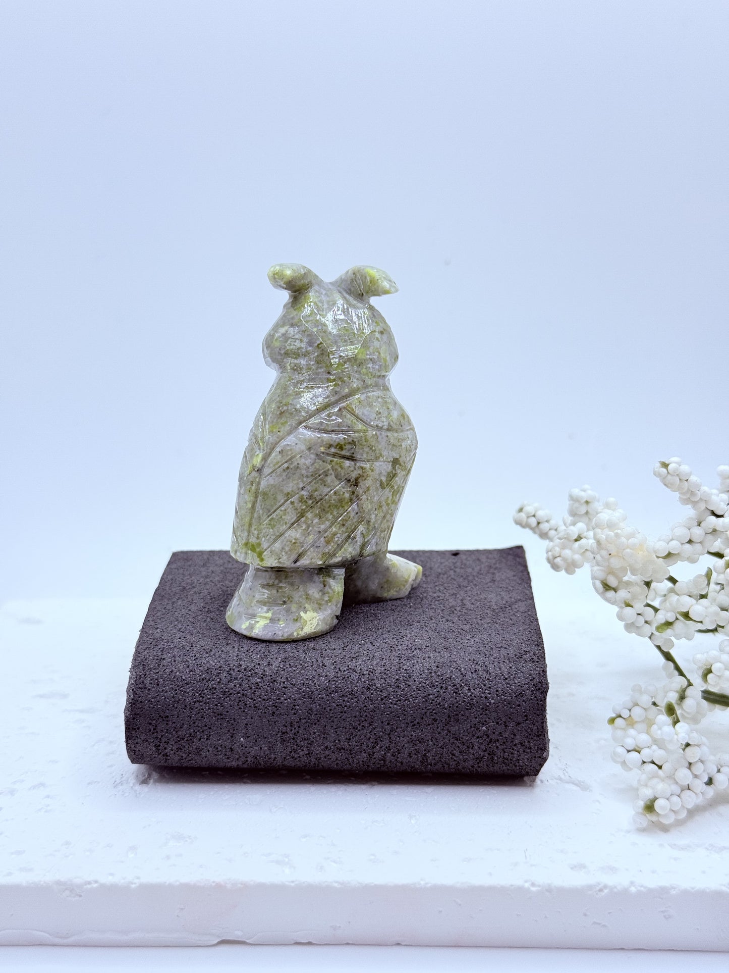 Jasper Owl on Book Carving