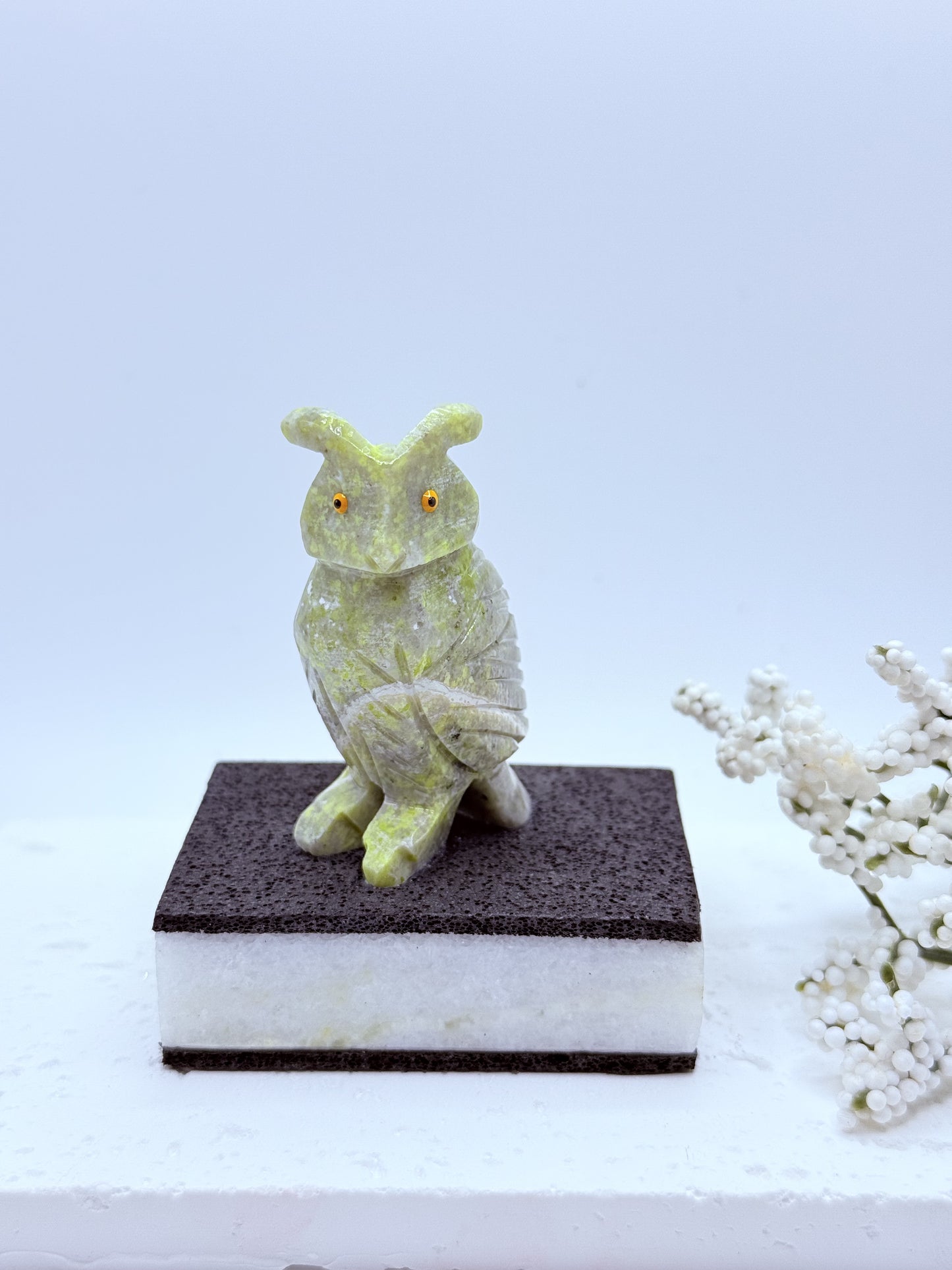 Jasper Owl on Book Carving