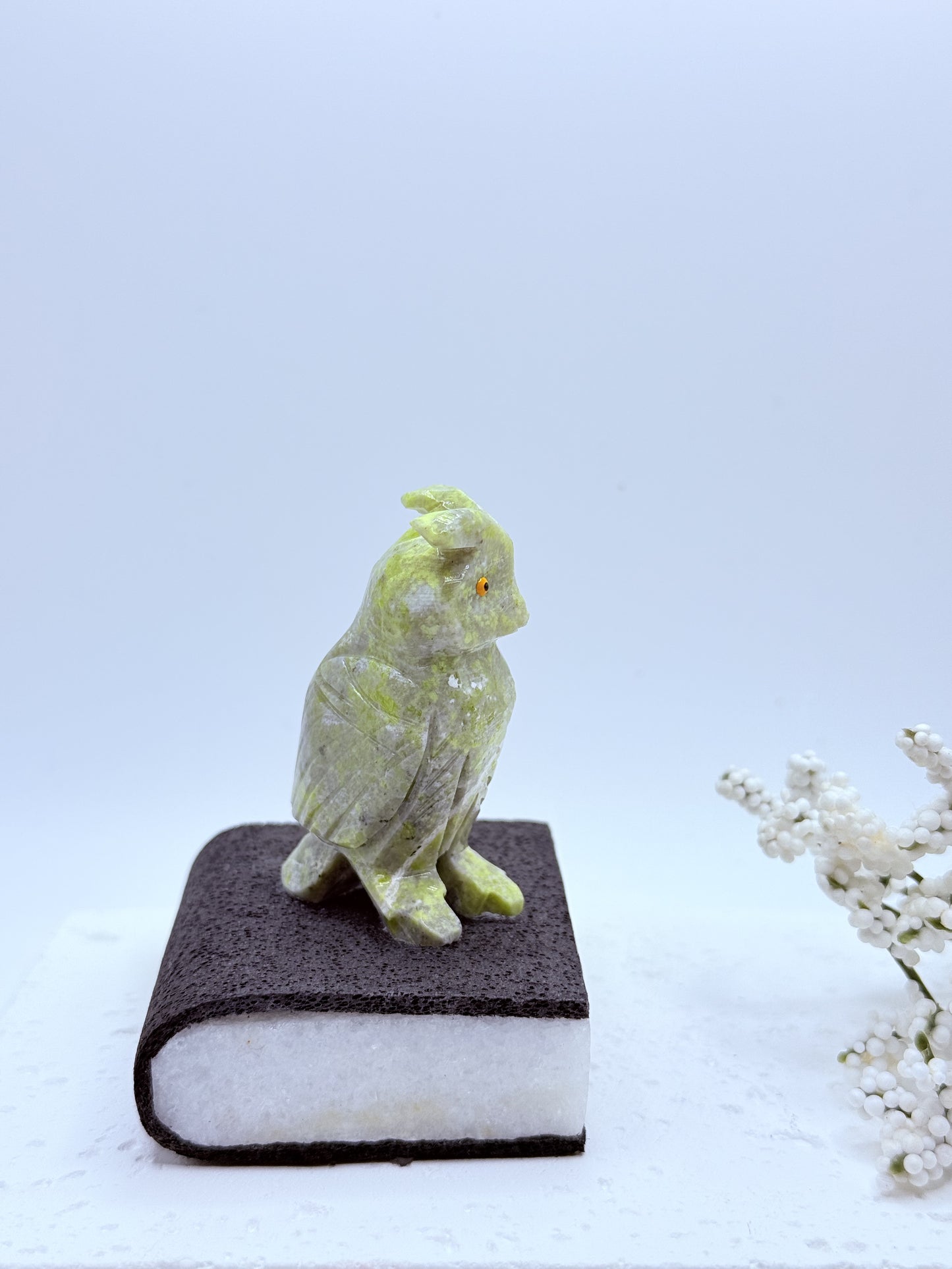 Jasper Owl on Book Carving