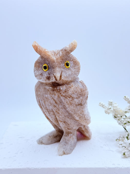 Dolomite Jasper Owl Carving