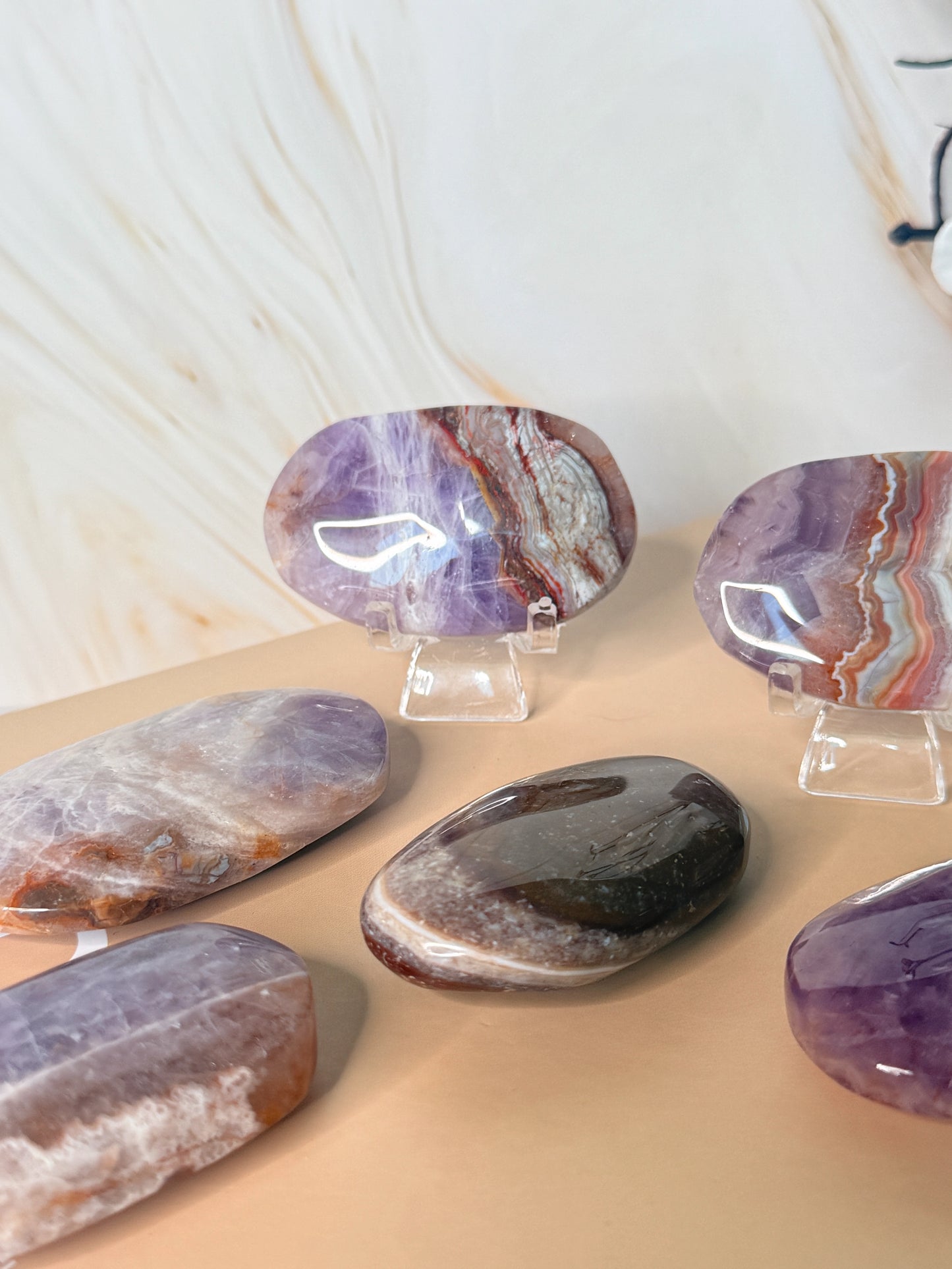 Amethyst Agate Palm Stone | Calm & Clarity | Pocket Crystal
