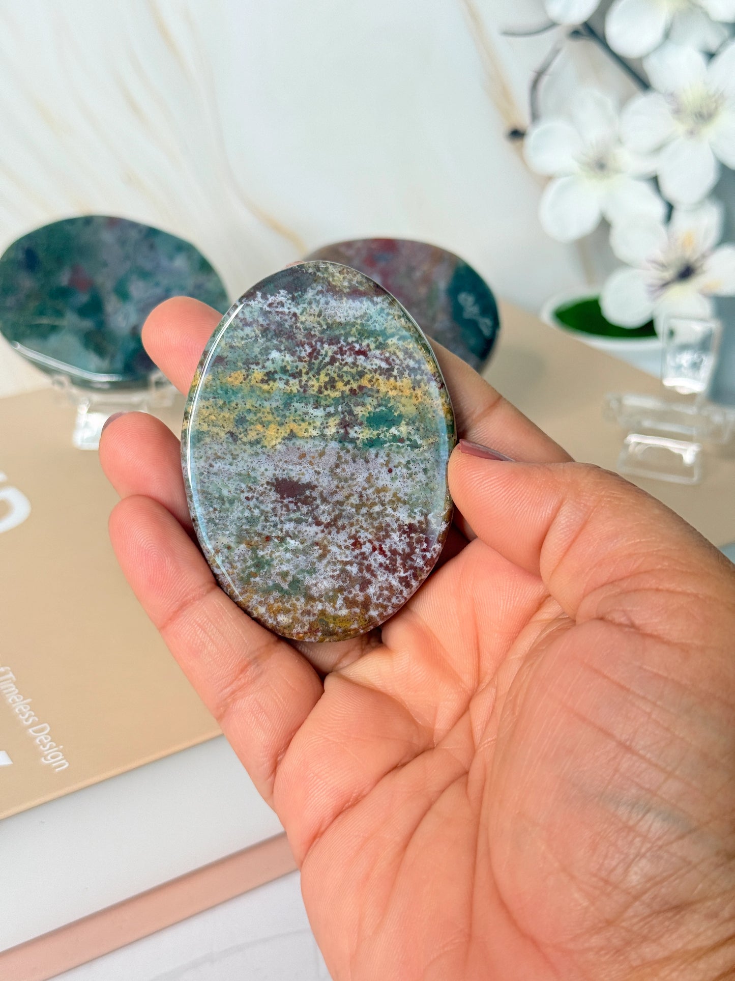 Ocean Jasper Palm Stone | Joy & Positivity | Pocket Crystal