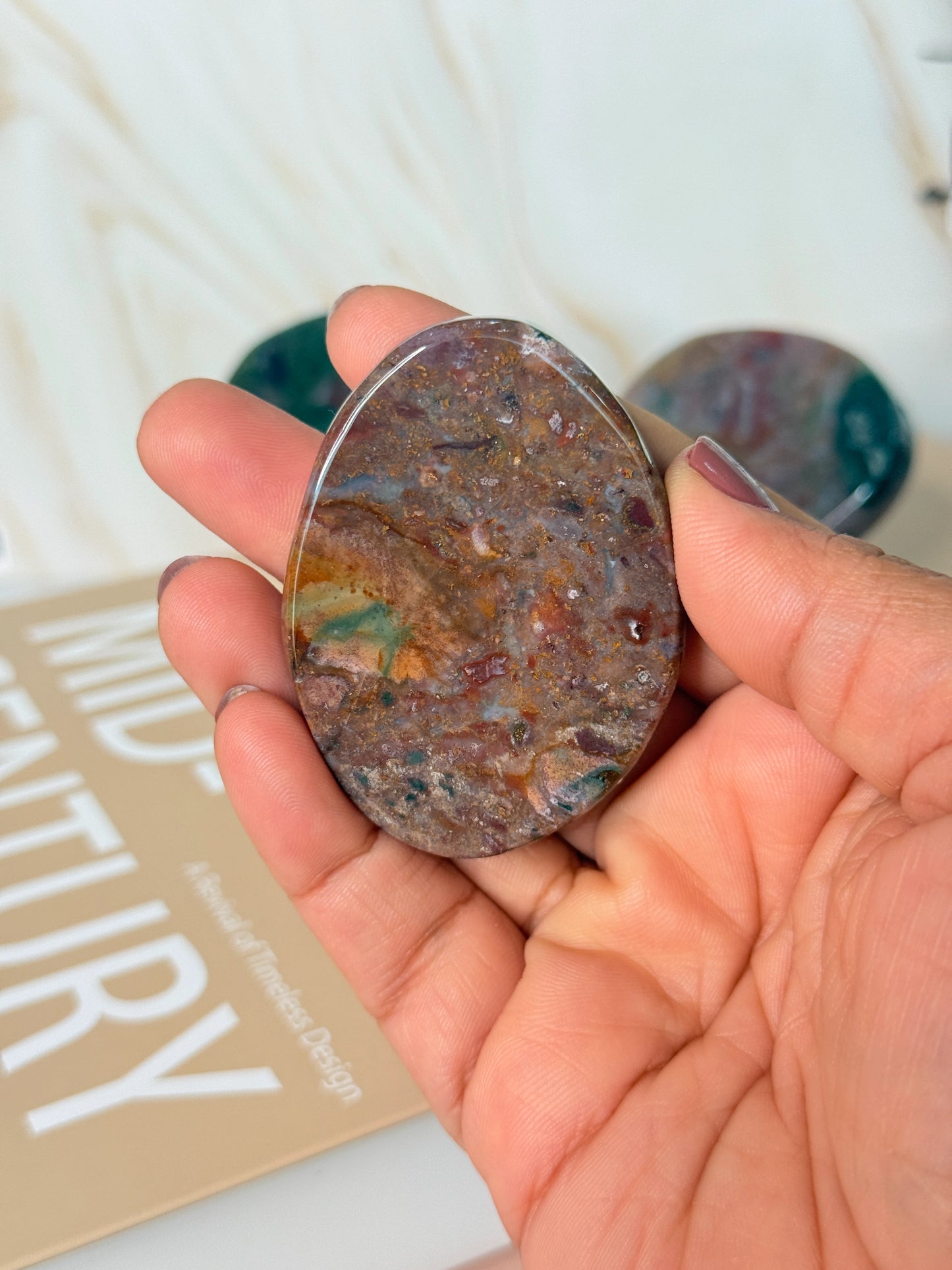 Ocean Jasper Palm Stone | Joy & Positivity | Pocket Crystal