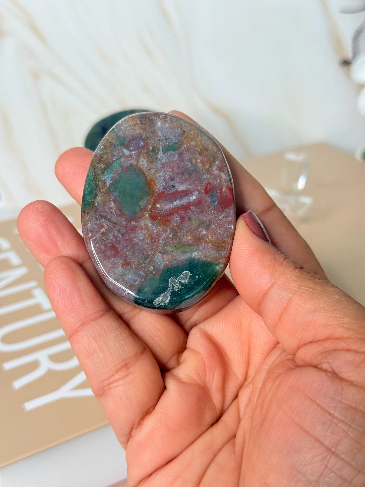 Ocean Jasper Palm Stone | Joy & Positivity | Pocket Crystal