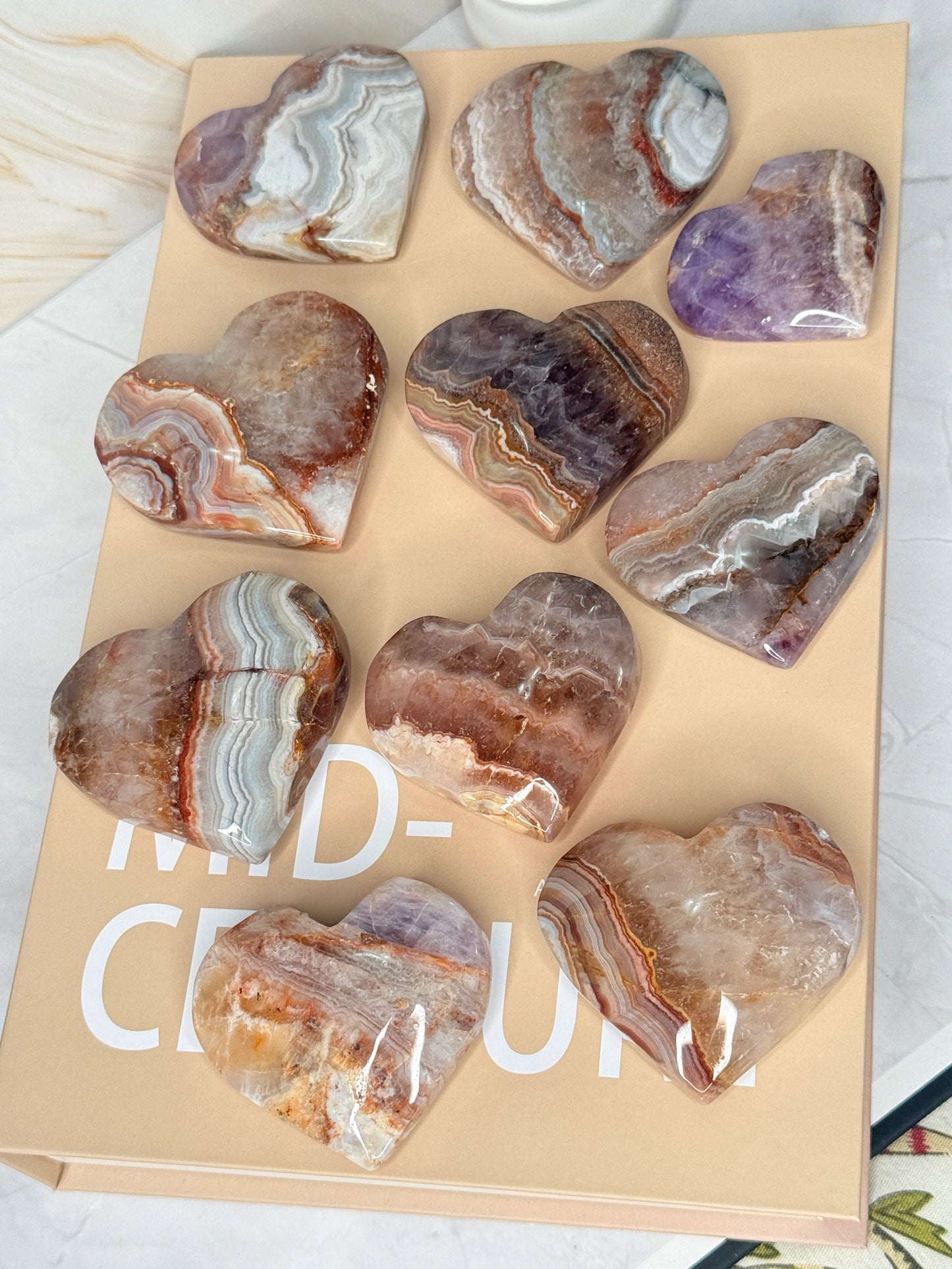 Amethyst Agate Heart | Calming Crystal Palm Stone for Peace & Clarity