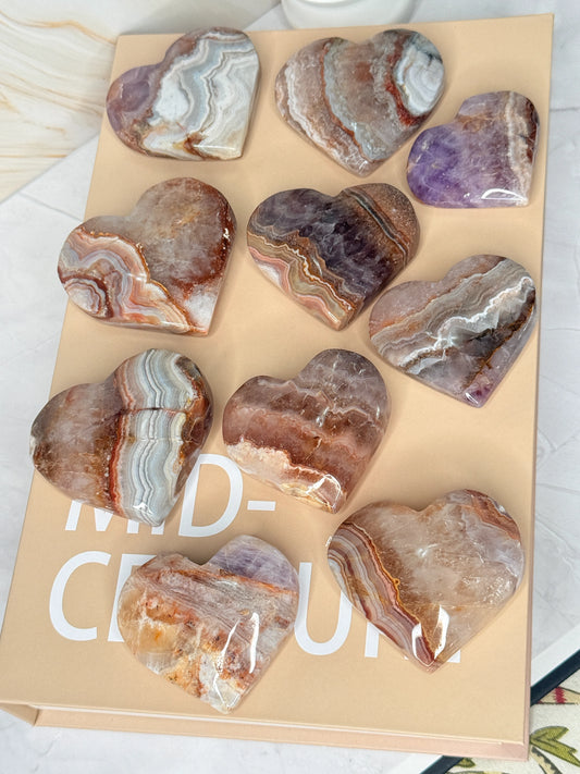 Amethyst Agate Heart | Calming Crystal Palm Stone for Peace & Clarity