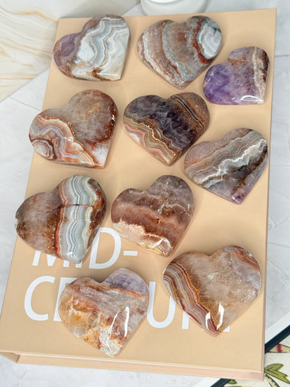 Amethyst Agate Heart | Calming Crystal Palm Stone for Peace & Clarity