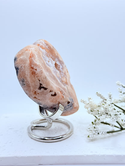 Pink Amethyst Druzy Heart Carving