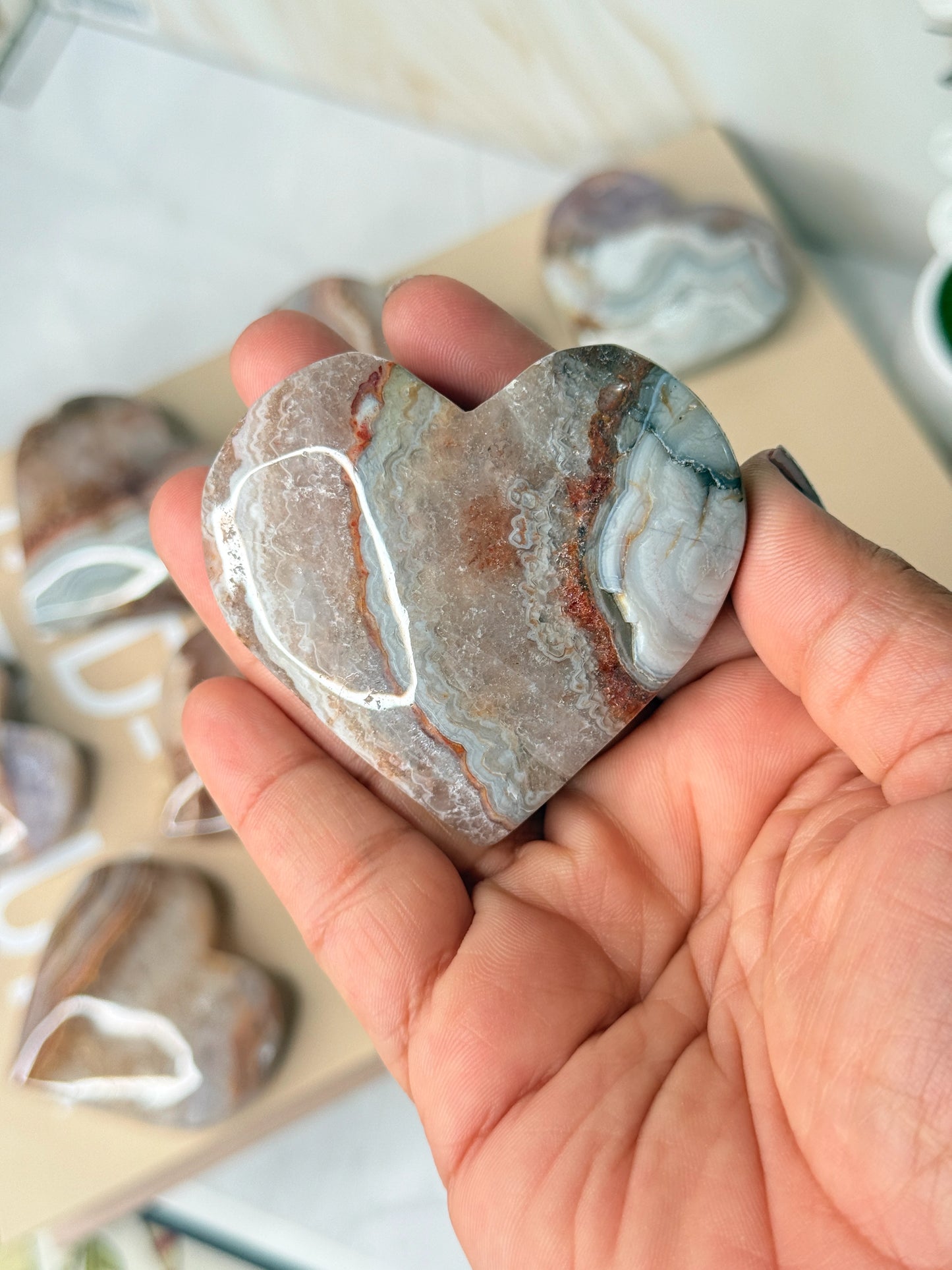 Amethyst Agate Heart | Calming Crystal Palm Stone for Peace & Clarity