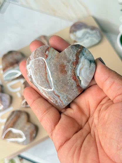 Amethyst Agate Heart | Calming Crystal Palm Stone for Peace & Clarity