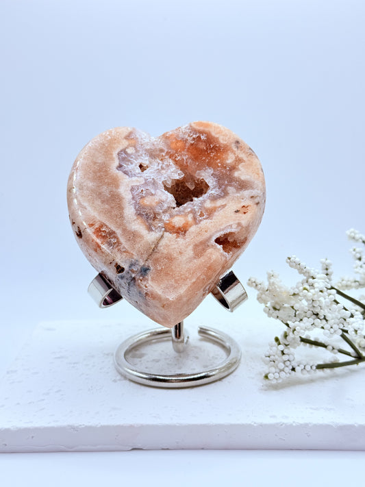 Pink Amethyst Druzy Heart Carving
