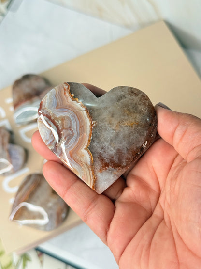 Amethyst Agate Heart | Calming Crystal Palm Stone for Peace & Clarity
