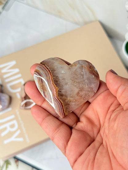Amethyst Agate Heart | Calming Crystal Palm Stone for Peace & Clarity