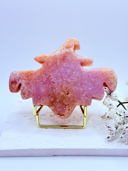 Pink Amethyst Druzy Witch Carving