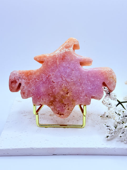 Pink Amethyst Druzy Witch Carving