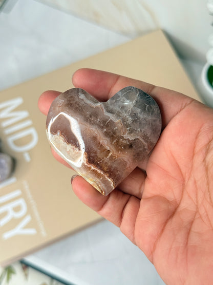 Amethyst Agate Heart | Calming Crystal Palm Stone for Peace & Clarity