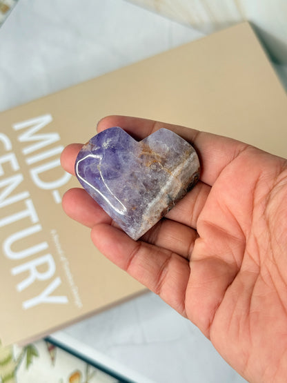 Amethyst Agate Heart | Calming Crystal Palm Stone for Peace & Clarity