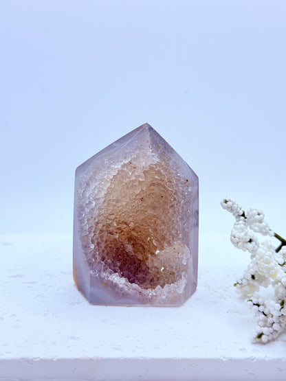 Gray Agate Druzy Tower