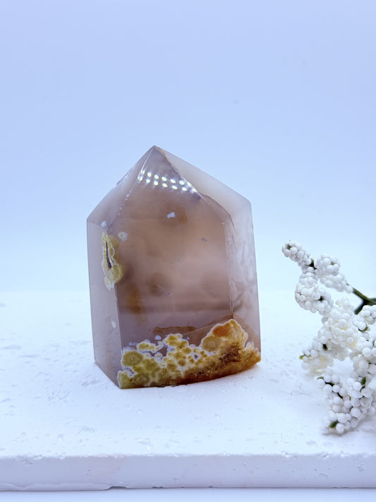 Gray Agate Druzy Tower