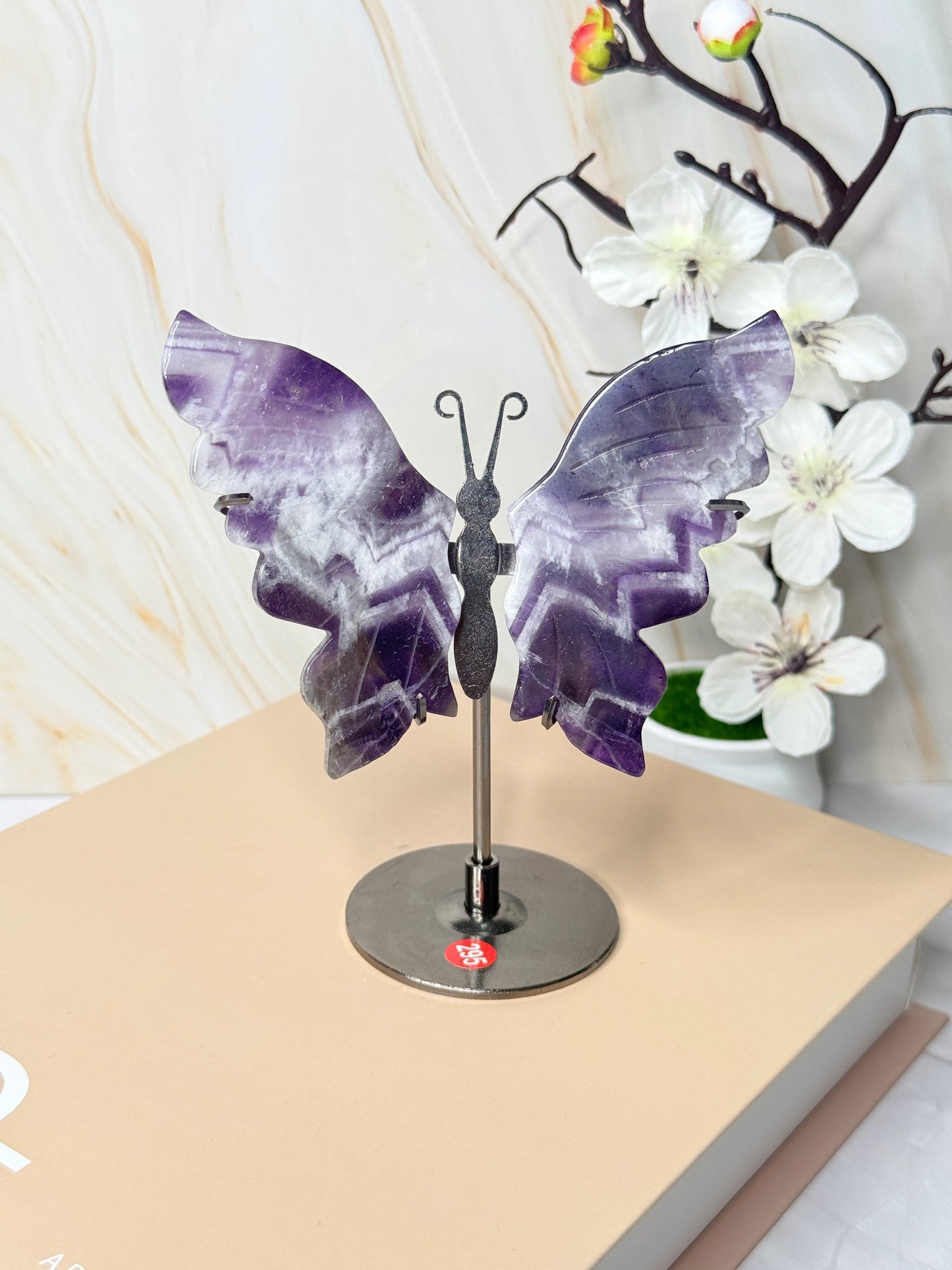 Chevron Amethyst Crystal Butterfly | Transformation & Clarity Display Piece