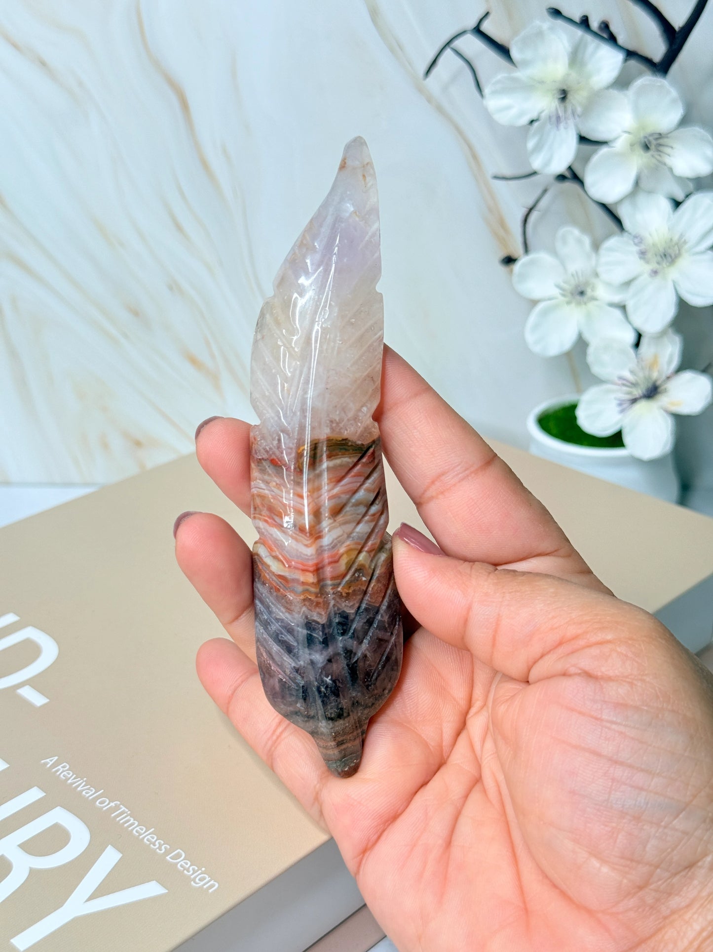 Amethyst Agate Feather | Crystal for Clarity & Spiritual Connection