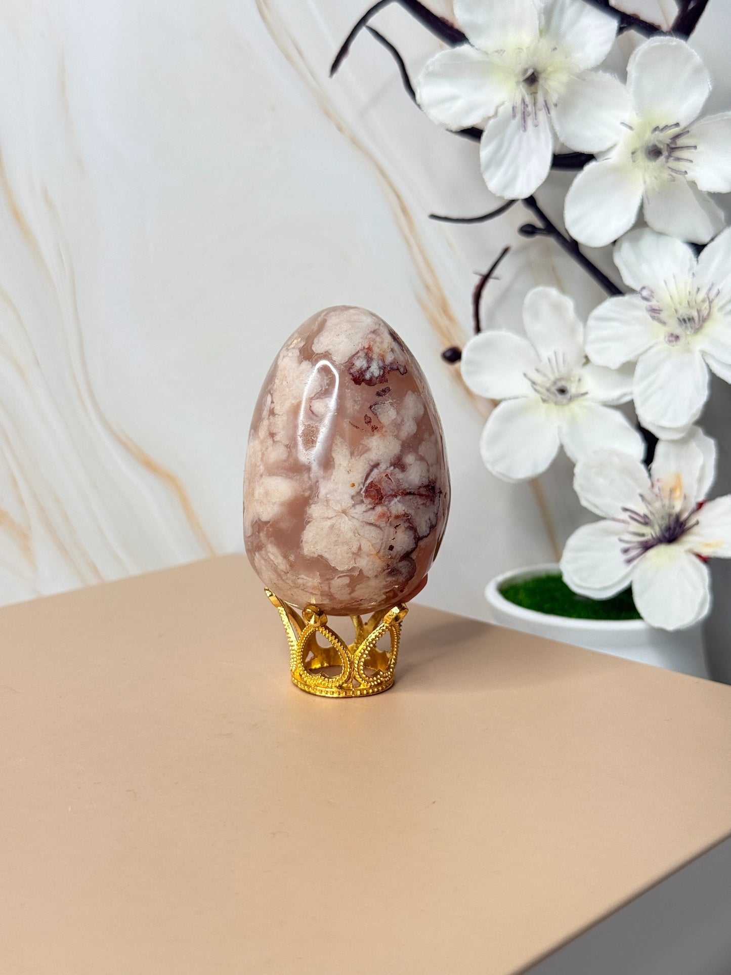 Flower Agate Egg | Crystal for New Beginnings & Growth