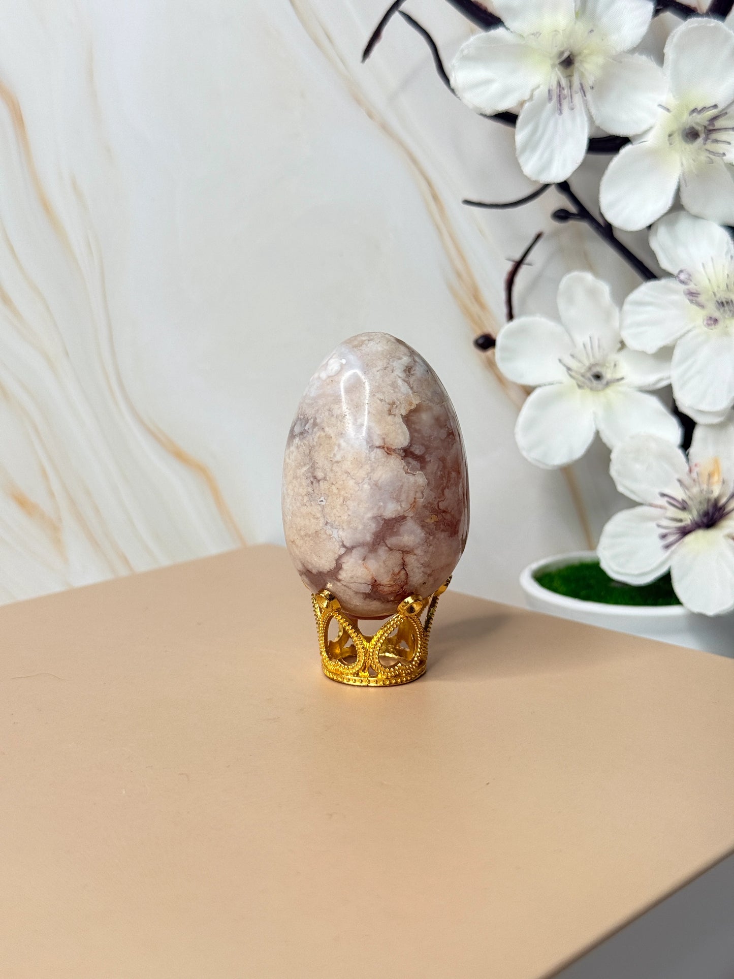 Flower Agate Egg | Crystal for New Beginnings & Growth