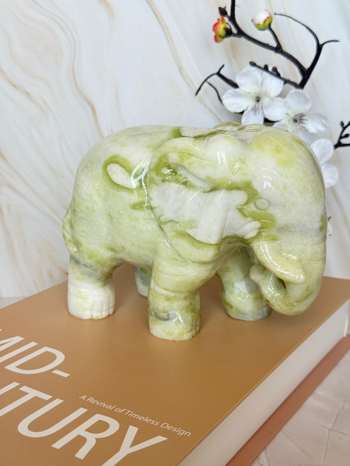 Lemon Jade Elephant | Crystal Carving for Wisdom & Good Fortune