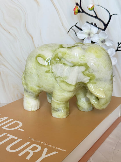 Lemon Jade Elephant | Crystal Carving for Wisdom & Good Fortune