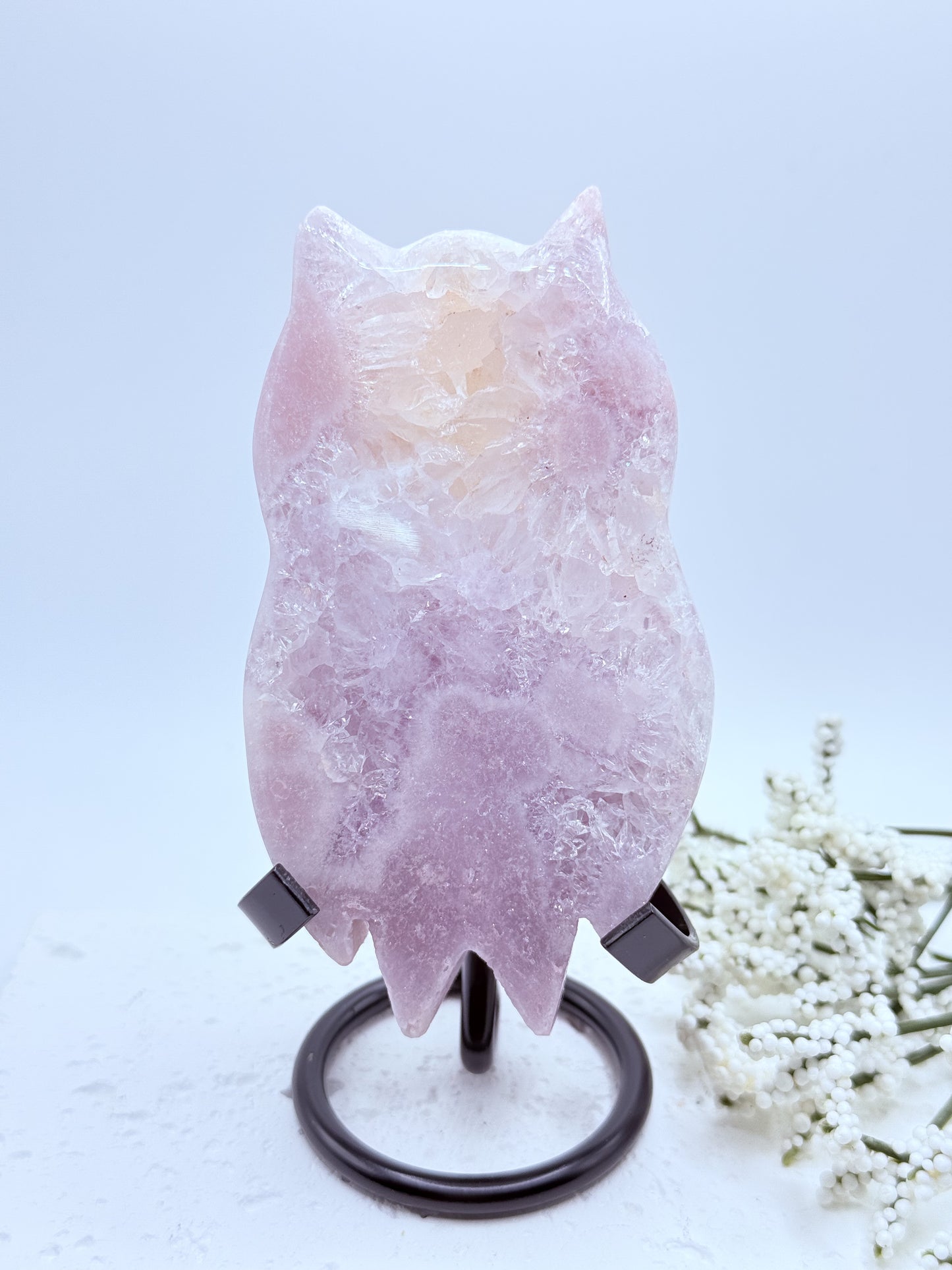 Amethyst Druzy Owl Carving